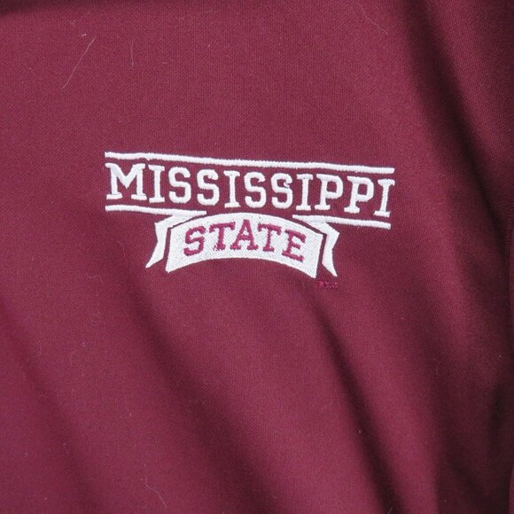 Adidas Jacket Size Medium Mississippi State 1/4 Zip Windbreaker Burgundy Red - Picture 3 of 12